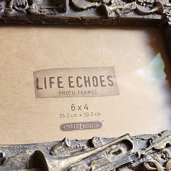 Musical Instrument Picture Frame Embossed Brushed Bronze Resin Stucco - Picture 2 of 10